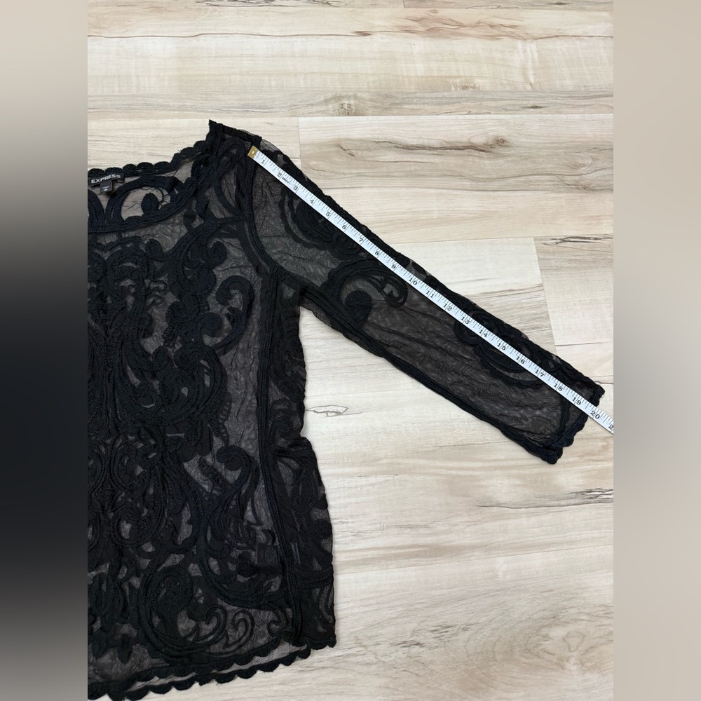 Express Black Sheer Lace Blouse - Picture 8 of 10